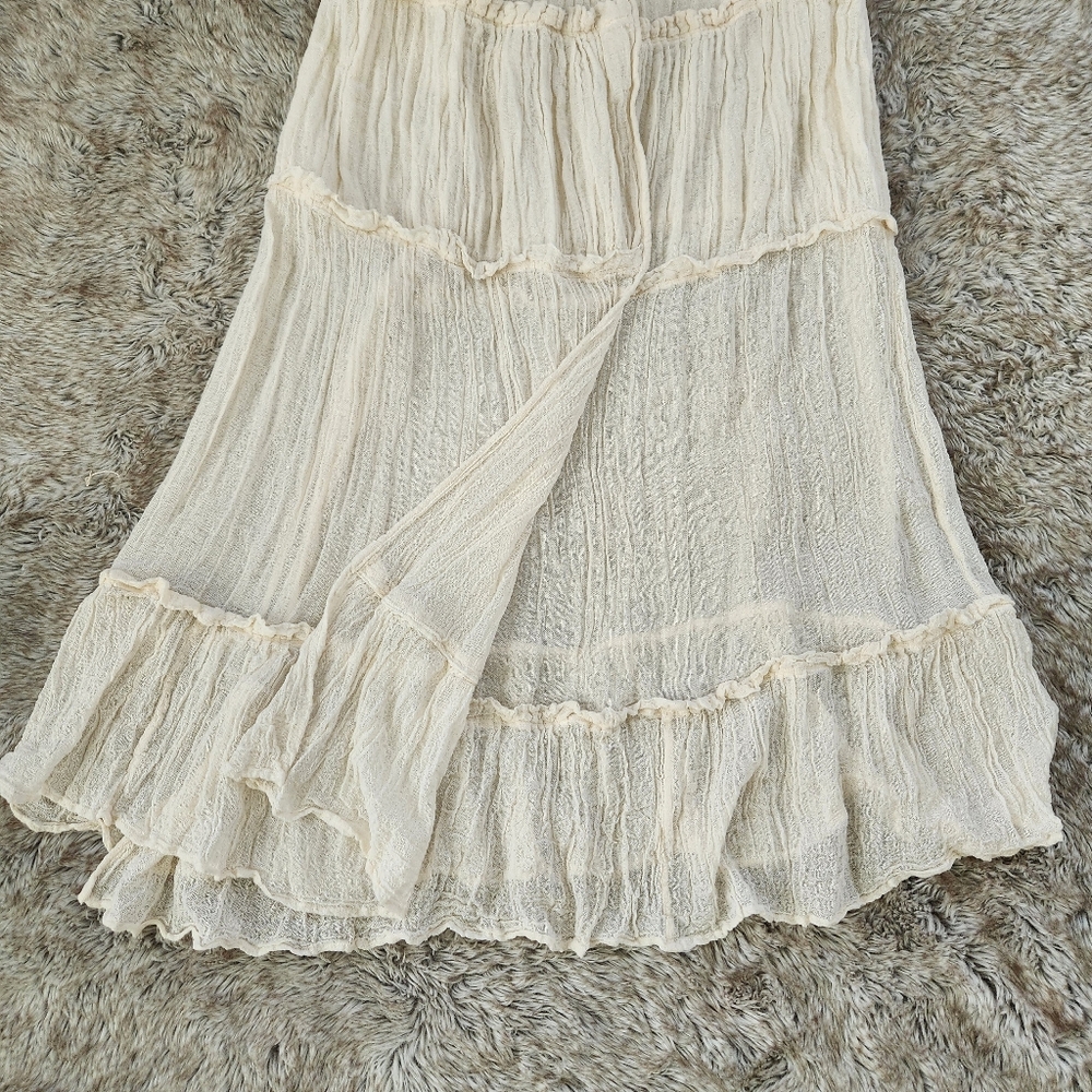 Free People Jen's Pirate Booty Casablanca Ruffle Duster Natural Ivory Size XS/S - Picture 5 of 16